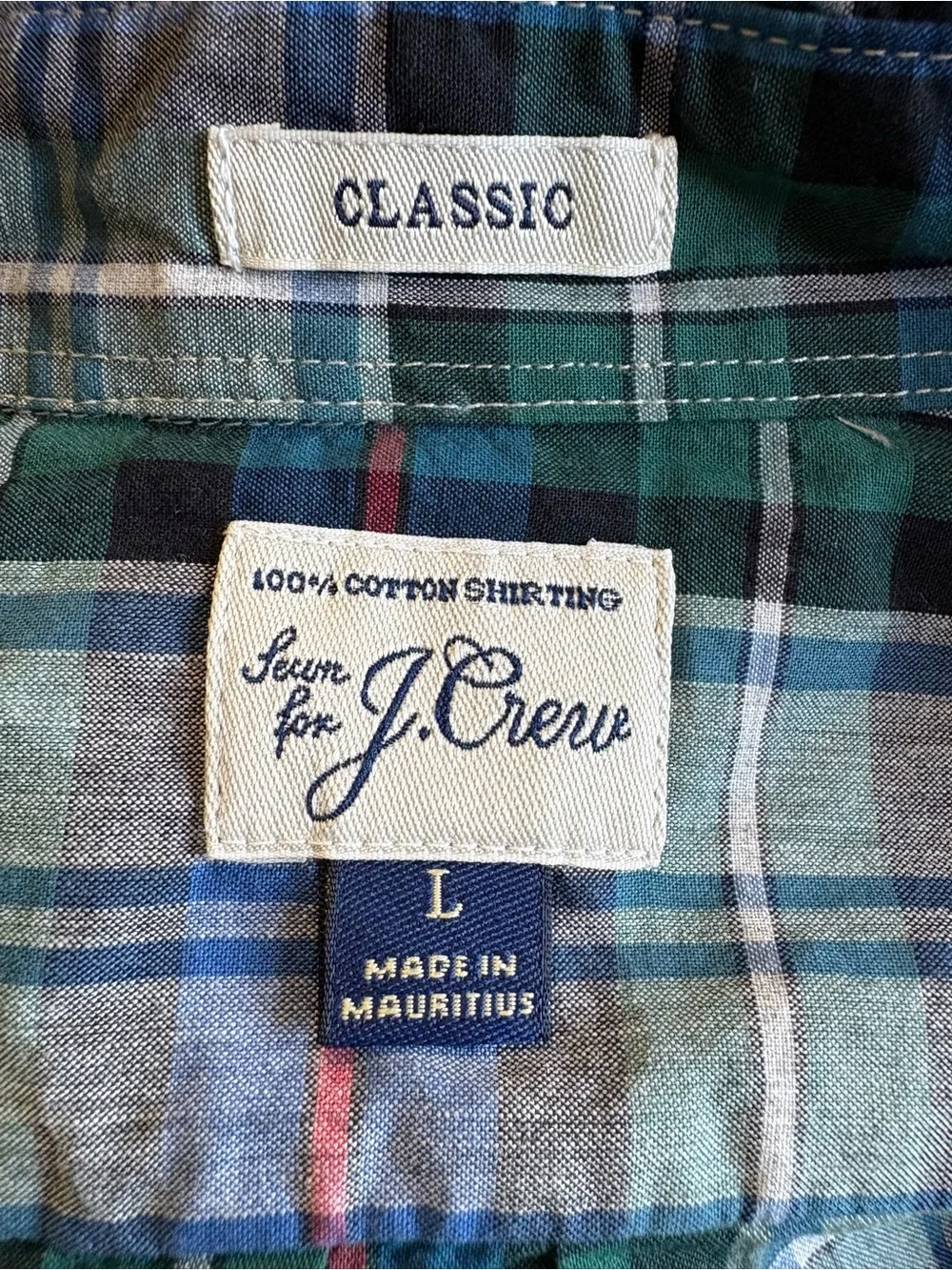J Crew Classic fit NWT Shirt Sz Large Preppy Multicolored Tartan Plaid lt weight